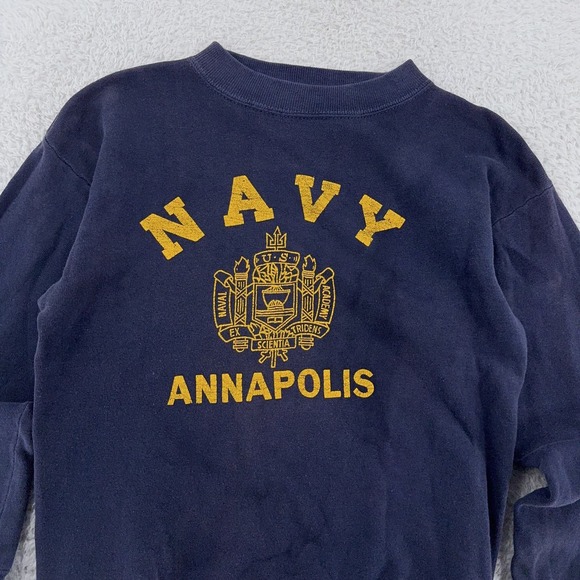 Vintage Navy Annapolis Sweatshirt FITS XXS Blue Great China Wall Crewneck‎